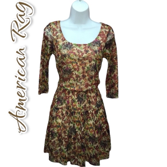 AMERICAN RAG Floral Lace Multi Color Open Back Mini Dress - Women’s Medium - Picture 1 of 15